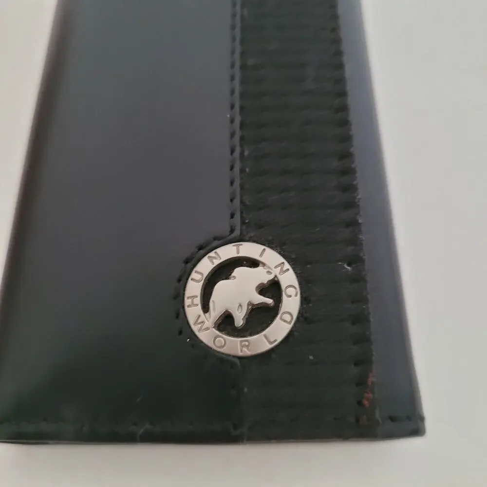 Hunting World Key Card Case Hooks Holder Wallet Logo Black Trifold Desig Italian